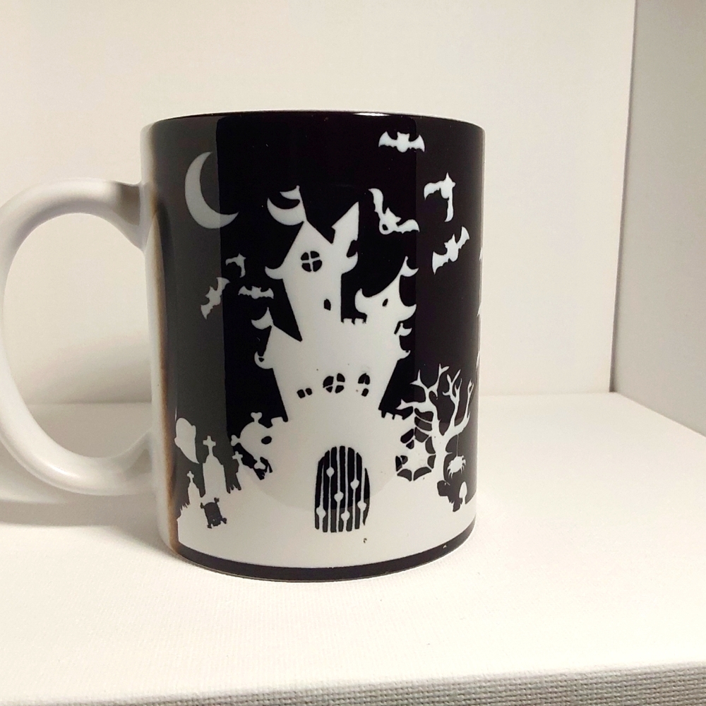 Hand Made Halloween coffe mug - Haunted Street - New - Dishwasher Safe-12 oz